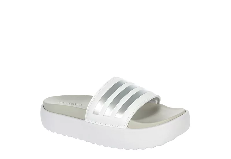 Adidas Womens Adilette Platform Slide Sandal - White 1 Adidas Womens Adilette Platform Slide Sandal - White