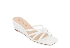 Journee Collection Womens Blayke Wedge Slip On Sandal - White