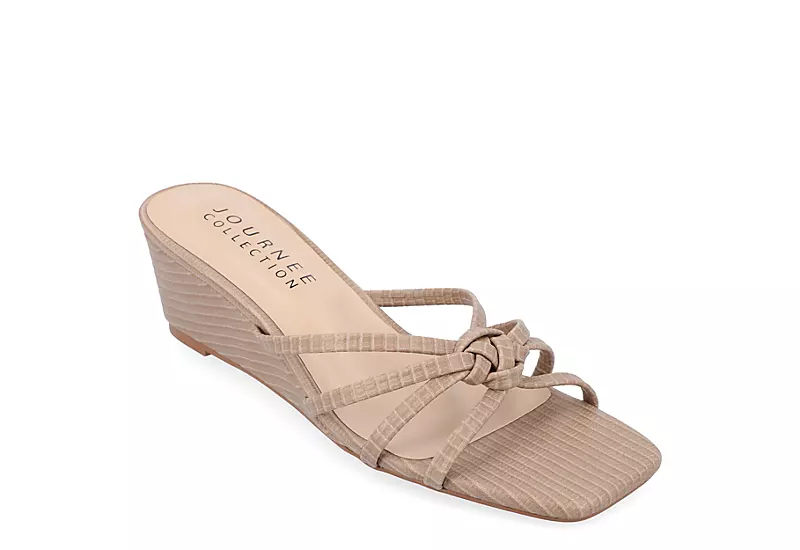 Journee Collection Womens Blayke Wedge Slip On Sandal - Taupe 1 Journee Collection Womens Blayke Wedge Slip On Sandal - Taupe