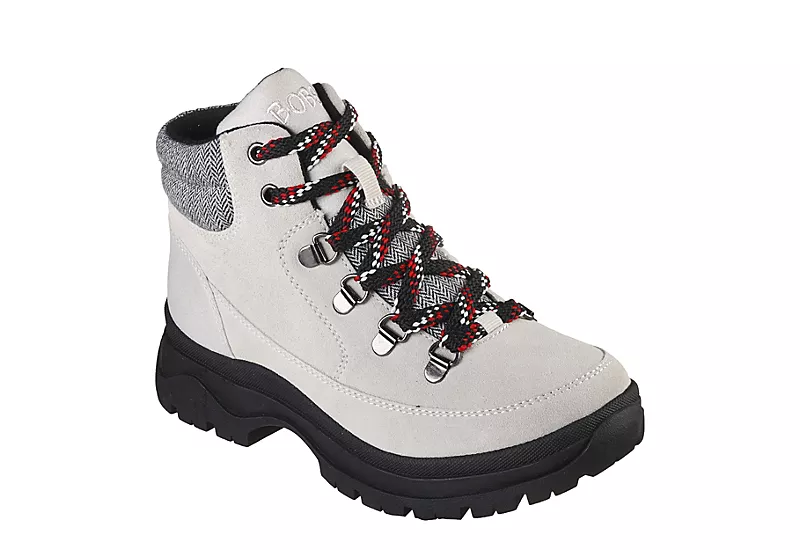 Skechers Womens Broadies Lace Up Boot - Off White 1 Skechers Womens Broadies Lace Up Boot - Off White