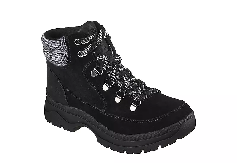 Skechers Womens Broadies Lace Up Boot - Black 1 Skechers Womens Broadies Lace Up Boot - Black