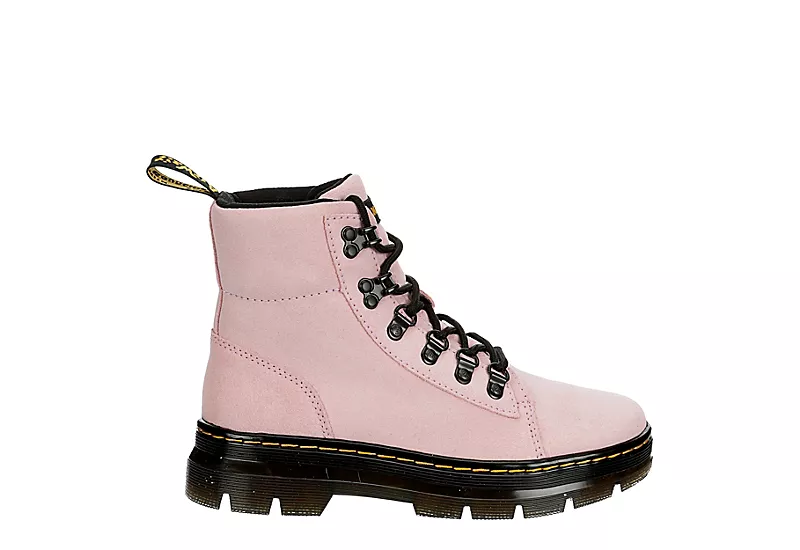 Dr. Martens Dr.martens Womens Combs Suede Combat Boot - Pale Pink 2 Dr. Martens Dr.martens Womens Combs Suede Combat Boot - Pale Pink - Image 2