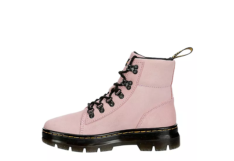 Dr. Martens Dr.martens Womens Combs Suede Combat Boot - Pale Pink 4 Dr. Martens Dr.martens Womens Combs Suede Combat Boot - Pale Pink - Image 4