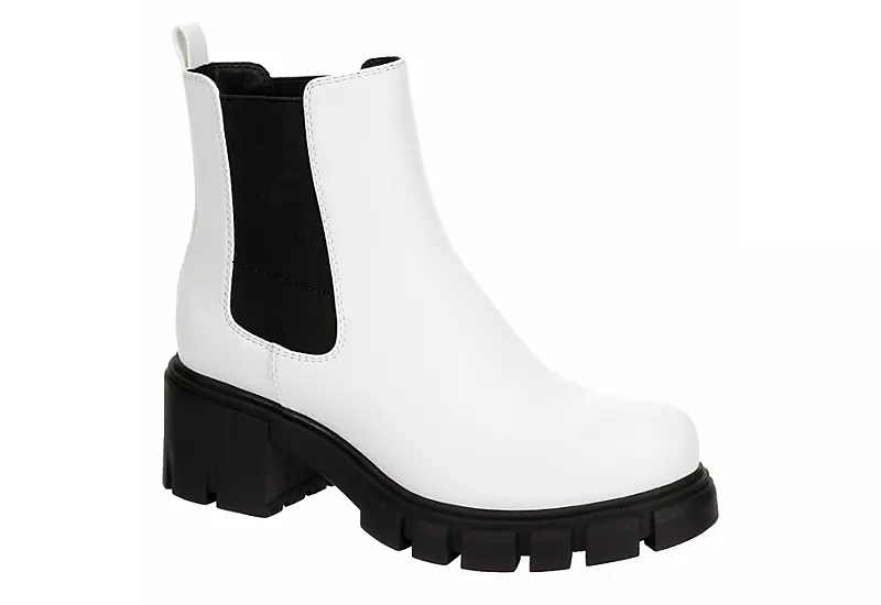 Madden Girl Womens Tessa Chelsea Boot - White 1 Madden Girl Womens Tessa Chelsea Boot - White