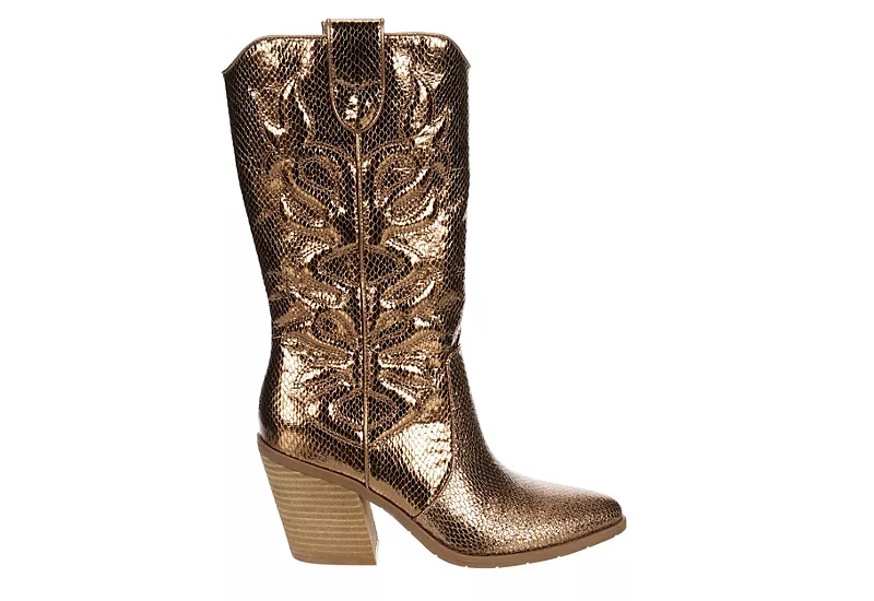 Michael By Michael Shannon Womens Faith Wide Calf Western Boot - Bronze 2 Michael By Michael Shannon Womens Faith Wide Calf Western Boot - Bronze - Image 2