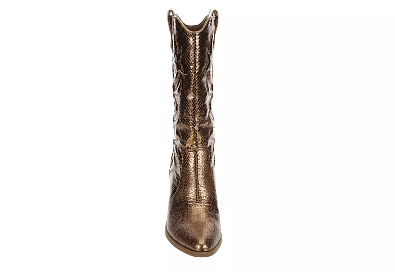 Michael By Michael Shannon Womens Faith Wide Calf Western Boot - Bronze 3 Michael By Michael Shannon Womens Faith Wide Calf Western Boot - Bronze - Image 3