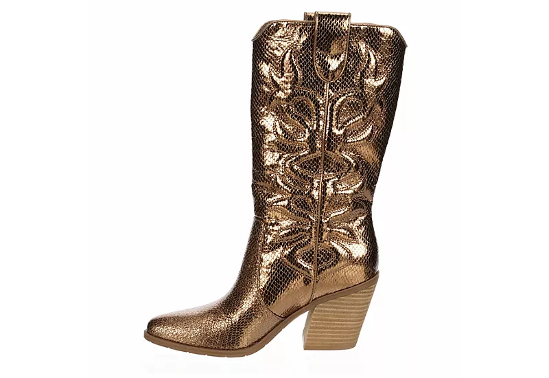 Michael By Michael Shannon Womens Faith Wide Calf Western Boot - Bronze 4 Michael By Michael Shannon Womens Faith Wide Calf Western Boot - Bronze - Image 4