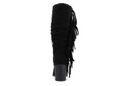Journee Collection Womens Hartly Fringed Wide Calf Dress Boot - Black -Best Shoes Specialty Store US 01 303177 04