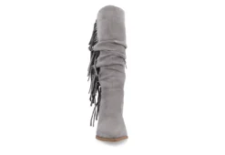 Journee Collection Womens Hartly Fringed Wide Calf Dress Boot - Grey -Best Shoes Specialty Store US 01 303179 02