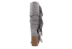 Journee Collection Womens Hartly Fringed Wide Calf Dress Boot - Grey -Best Shoes Specialty Store US 01 303179 04