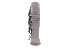 Journee Collection Womens Hartly Fringed Extra Wide Calf Dress Boot - Grey -Best Shoes Specialty Store US 01 303184 02