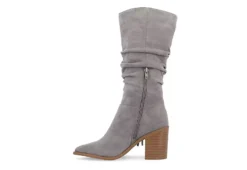 Journee Collection Womens Hartly Fringed Extra Wide Calf Dress Boot - Grey -Best Shoes Specialty Store US 01 303184 03