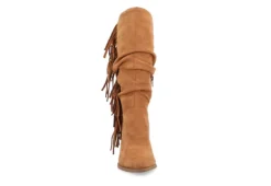 Journee Collection Womens Hartly Fringed Extra Wide Calf Dress Boot - Tan -Best Shoes Specialty Store US 01 303185 02