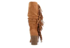 Journee Collection Womens Hartly Fringed Extra Wide Calf Dress Boot - Tan -Best Shoes Specialty Store US 01 303185 04