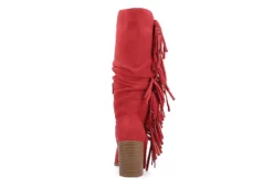 Journee Collection Womens Hartly Fringed Extra Wide Calf Dress Boot - Red -Best Shoes Specialty Store US 01 303199 04