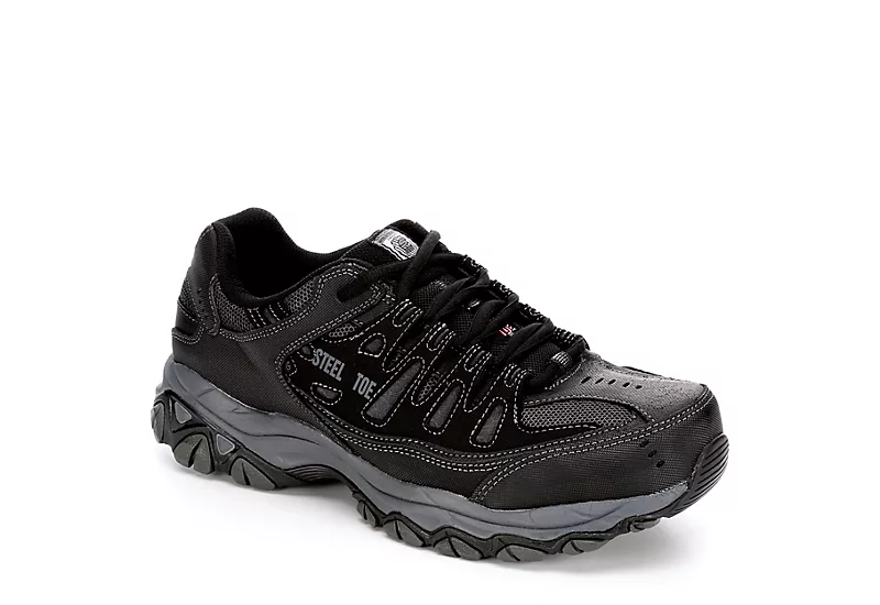 Skechers Mens 77055 Steel Toe Work Shoe - Black 1 Skechers Mens 77055 Steel Toe Work Shoe - Black