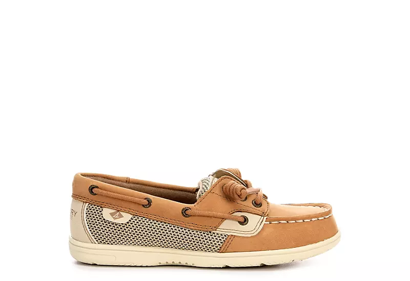 Sperry Girls Shoresider 3 Eye Boat Shoe - Tan 2 Sperry Girls Shoresider 3 Eye Boat Shoe - Tan - Image 2