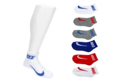 Nike Boys Swoosh Quarter Socks 6 Pairs - Assorted